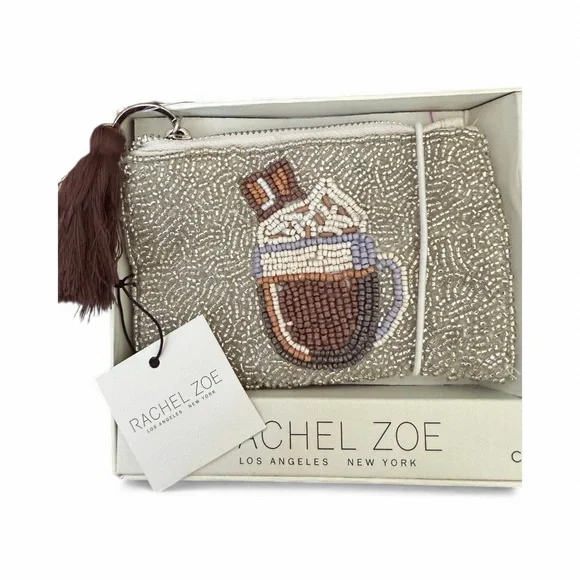 Rachel Zoe Beaded Hot Chocolate Coin Purse and Cookie keychain - Picture 2 of 3